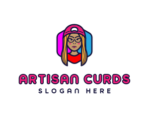 Girl Vlogging Character logo design