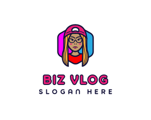 Vlog - Girl Vlogging Character logo design