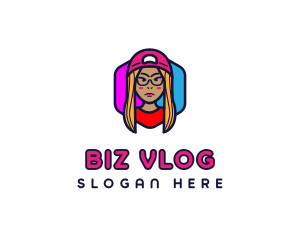 Girl Vlogging Character logo design