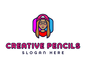 Girl Vlogging Character logo design