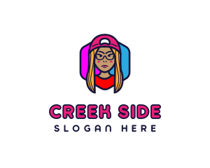 Girl Vlogging Character logo design