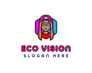 Girl Vlogging Character logo design