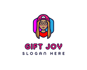 Girl Vlogging Character logo design