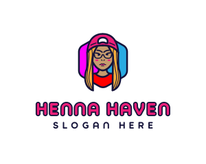 Girl Vlogging Character logo design