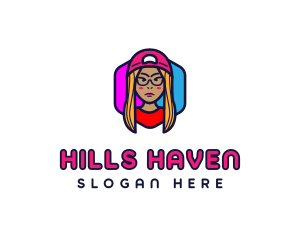 Girl Vlogging Character logo design