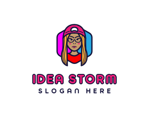 Girl Vlogging Character logo design