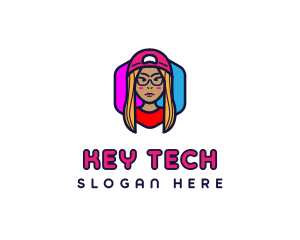 Girl Vlogging Character logo design