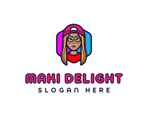 Girl Vlogging Character logo design