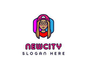 Girl Vlogging Character logo design