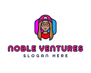 Girl Vlogging Character logo design