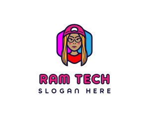 Girl Vlogging Character logo design