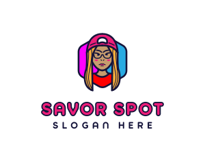 Girl Vlogging Character logo design