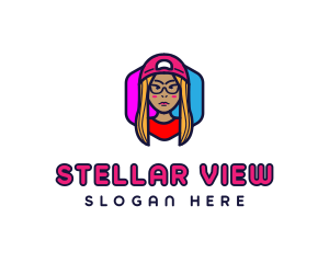 Girl Vlogging Character logo design