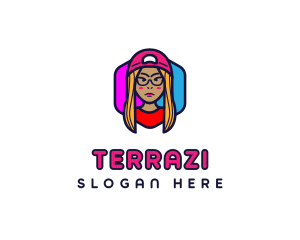 Girl Vlogging Character logo design