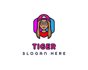 Girl Vlogging Character logo design