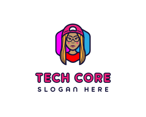 Girl Vlogging Character logo design