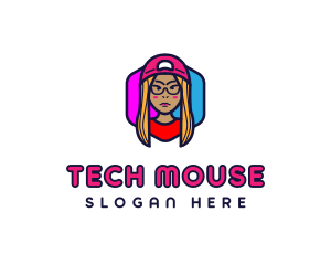 Girl Vlogging Character logo design