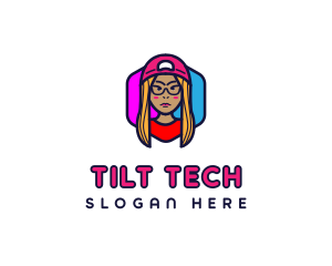 Girl Vlogging Character logo design