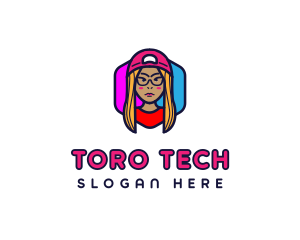 Girl Vlogging Character logo design