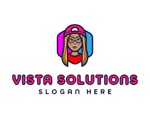 Girl Vlogging Character logo design