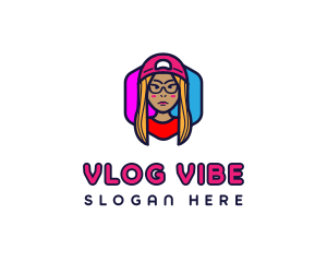 Girl Vlogging Character logo design