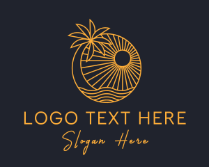 Hostel - Orange Tropical Beach logo design