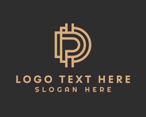 Bitcoin - Digital Crypto Monogram PD logo design
