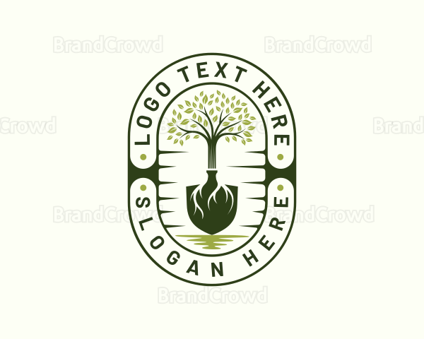 Shovel Landscaping Tree Logo
