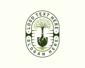 Root - Shovel Landscaping Tree logo design