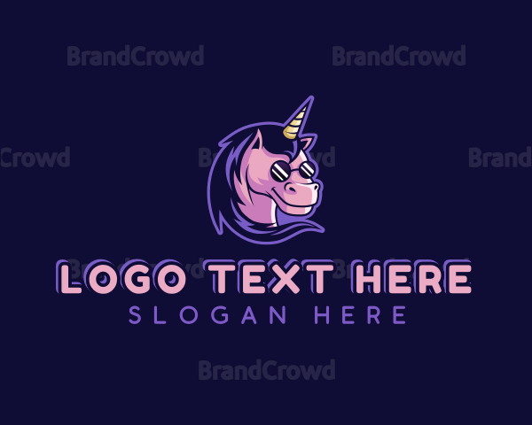 Unicorn Sunglasses Mascot Logo