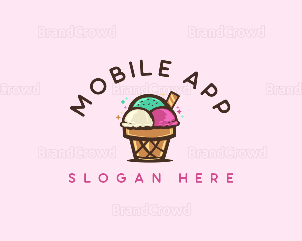 Ice Cream Cup Dessert Logo