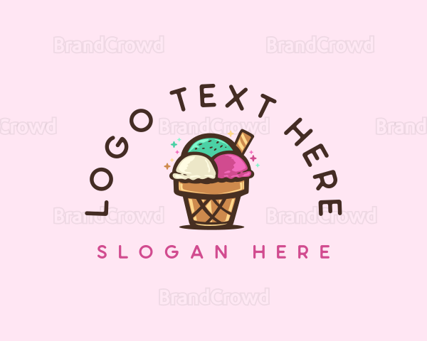 Ice Cream Cup Dessert Logo