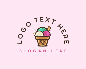 Sugar Cone - Ice Cream Cup Dessert logo design