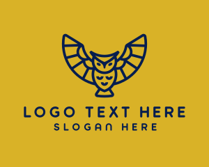 Simple Blue Flying Owl  logo design