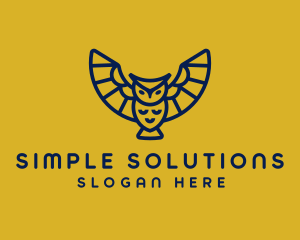 Simple Blue Flying Owl  logo design