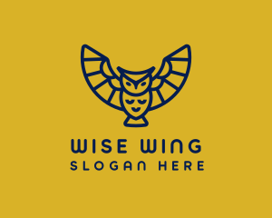 Simple Blue Flying Owl  logo design