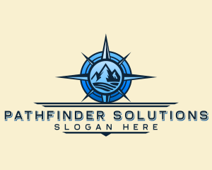 Wayfinding - Mountain Compass Navigation Voyage logo design