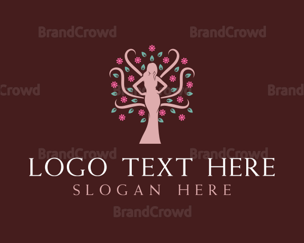 Woman Flower Tree Logo
