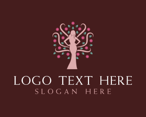 Goddess - Woman Flower Tree logo design