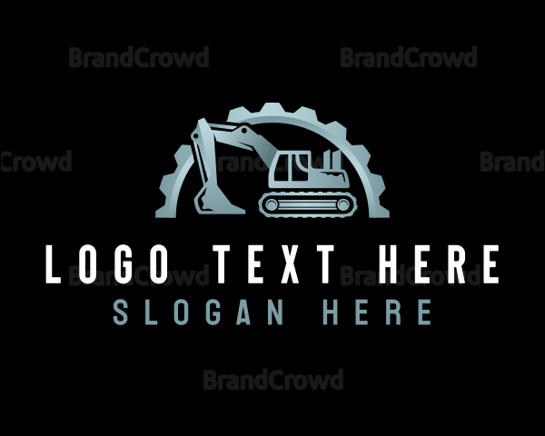 Excavator Cogwheel Machine Logo