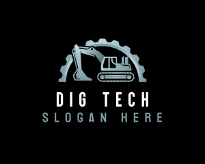 Excavator Cogwheel Machine logo design