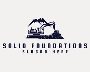 Excavator Mountain Machine Logo