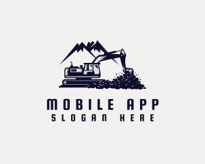 Excavator Mountain Machine Logo