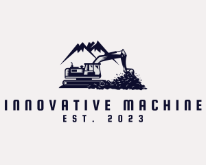 Machine - Excavator Mountain Machine logo design