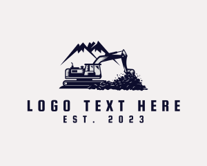 Machine - Excavator Mountain Machine logo design
