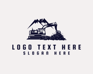 Excavator Mountain Machine Logo