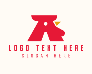 Hen - Rooster Letter A logo design