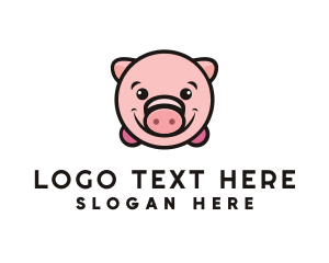 Piggy Bank - Cute Pork Pig logo design