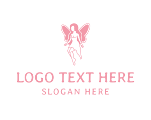 Pink - Fairy Woman Wings logo design