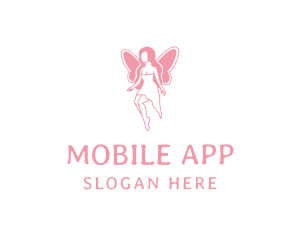 Yoga - Fairy Woman Wings logo design